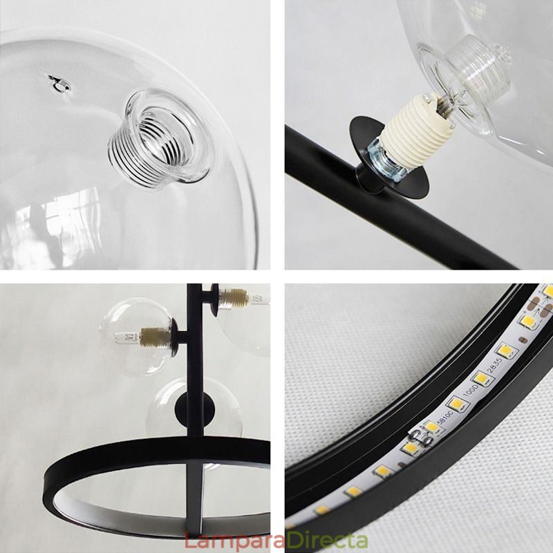 Lámpara colgante moderna de metal con burbujas de cristal transparente