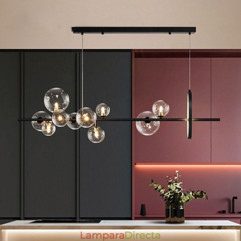 Lámpara colgante moderna de cristal con burbujas y bombillas G9