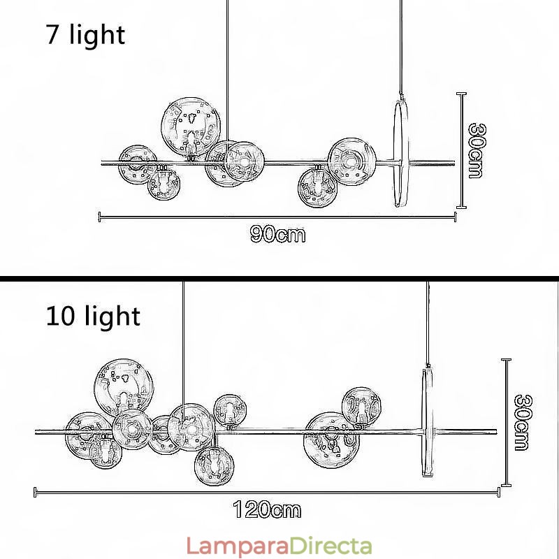 Lámpara colgante moderna de cristal con burbujas y bombillas G9
