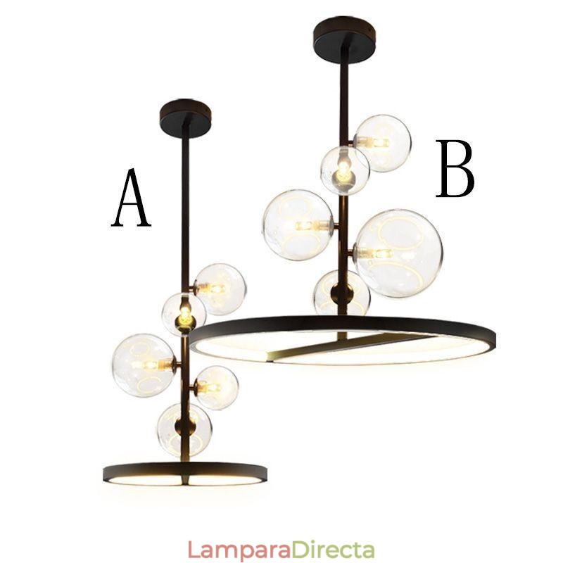Lámpara colgante moderna con forma de araña de cristal y burbujas