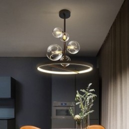 Lámpara colgante moderna con forma de araña de cristal y burbujas