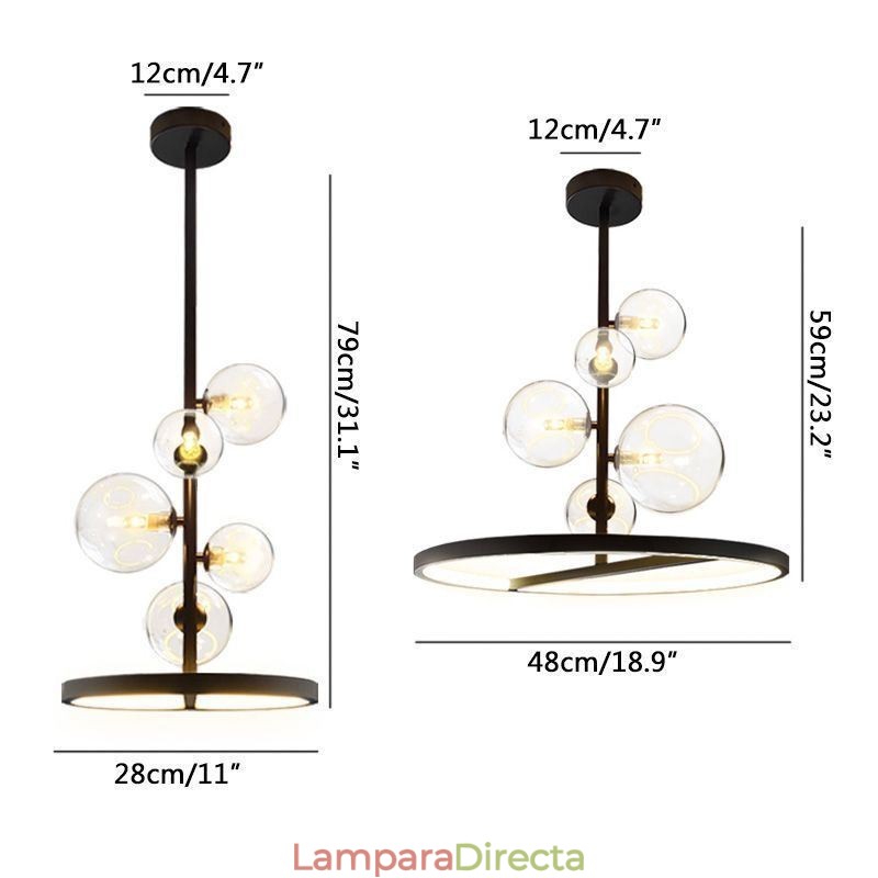 Lámpara colgante moderna con forma de araña de cristal y burbujas