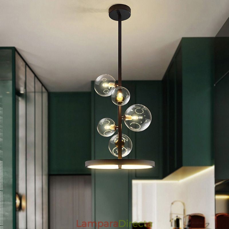 Lámpara colgante moderna con forma de araña de cristal y burbujas