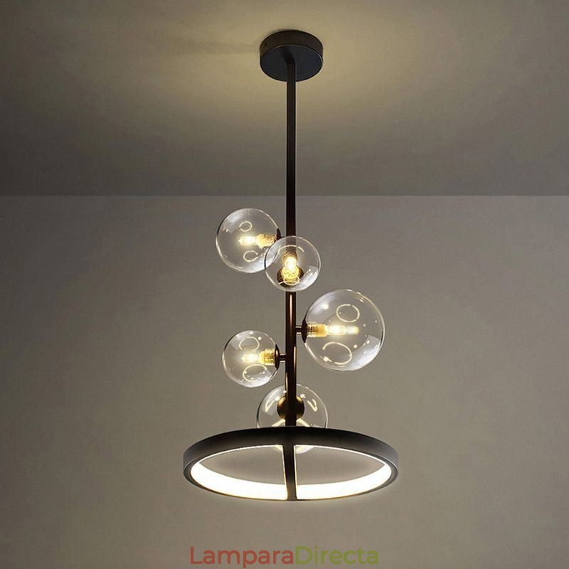 Lámpara colgante moderna con forma de araña de cristal y burbujas