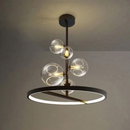 Lámpara colgante moderna con forma de araña de cristal y burbujas
