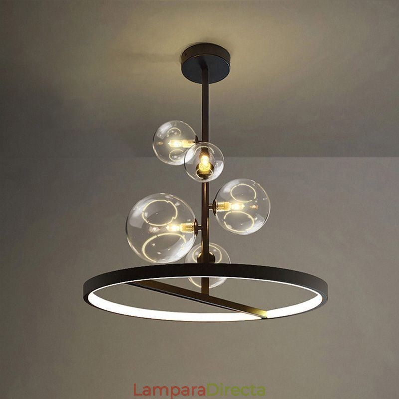 Lámpara colgante moderna con forma de araña de cristal y burbujas