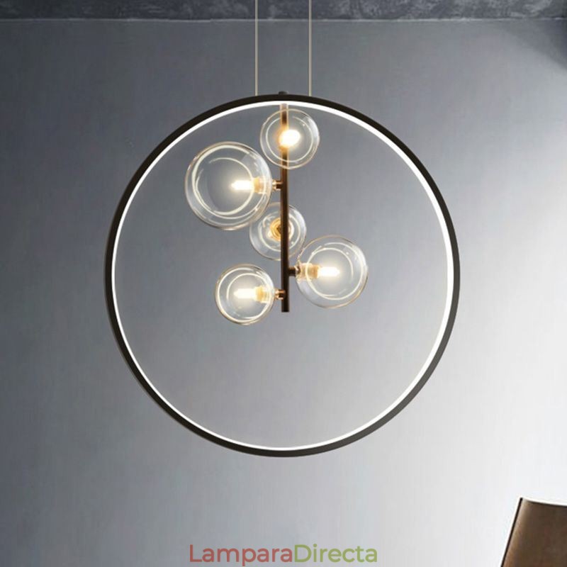 Lámpara colgante nórdica con burbujas de cristal y círculos, lámpara de salón moderna