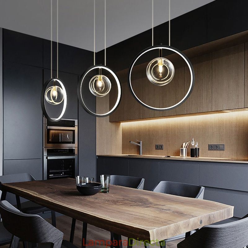 Lámpara colgante nórdica con burbujas de cristal y círculos, lámpara de salón moderna