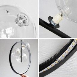 Lámpara colgante nórdica con burbujas de cristal y círculos, lámpara de salón moderna