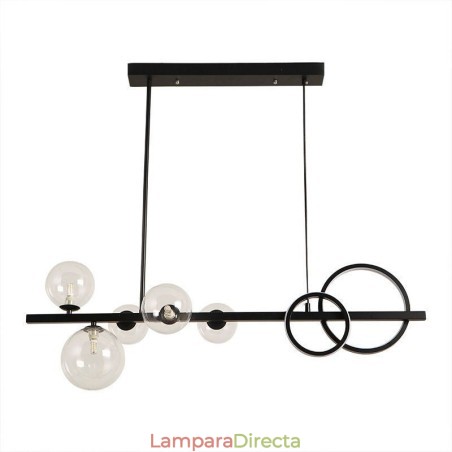 Lámpara colgante moderna de burbujas de vidrio con soporte largo negro Lámpara colgante moderna de burbujas de vidrio con soporte largo negro