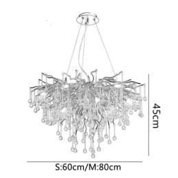 Lámpara colgante nórdica de cristal con forma de flor y pantalla redonda, de lujo, dorada
