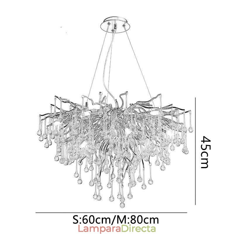 Lámpara colgante nórdica de cristal con forma de flor y pantalla redonda, de lujo, dorada