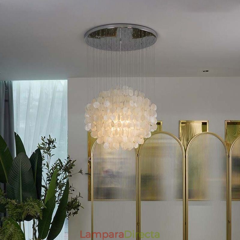 Lámpara colgante de concha moderna, iluminación de techo colgante contemporánea para comedor