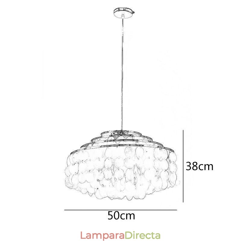 Lámpara de araña moderna con forma de gota de lluvia y pantalla de concha blanca, iluminación colgante de techo