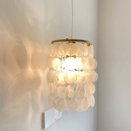 Lámpara colgante moderna Capiz, mini lámpara colgante contemporánea para comedor.