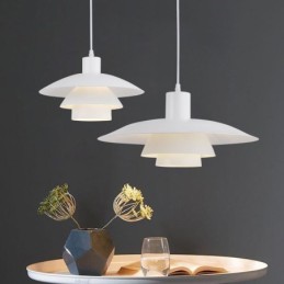 Lámpara colgante de aluminio blanco, lámpara colgante contemporánea, lámpara colgante ajustable.