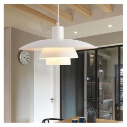 Lámpara colgante de aluminio blanco, lámpara colgante contemporánea, lámpara colgante ajustable.