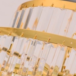 Lámpara colgante de cristal dorado de 5 niveles, iluminación de techo, 7 luces