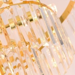 Lámpara colgante de cristal dorado de 5 niveles, iluminación de techo, 7 luces