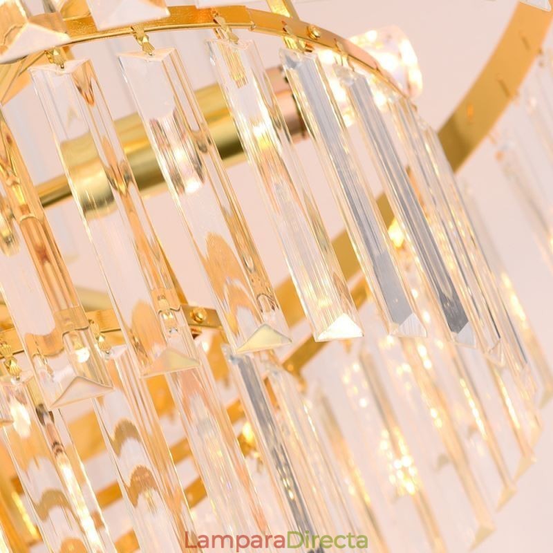 Lámpara colgante de cristal dorado de 5 niveles, iluminación de techo, 7 luces