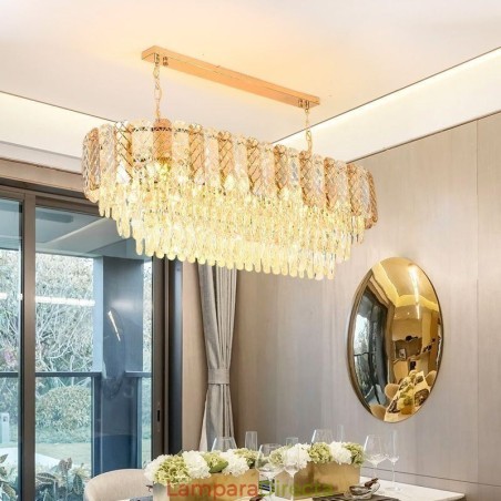 Lámpara colgante de cristal moderna, lámpara colgante ovalada de lujo Lámpara colgante de cristal moderna, lámpara colgante ovalada de lujo