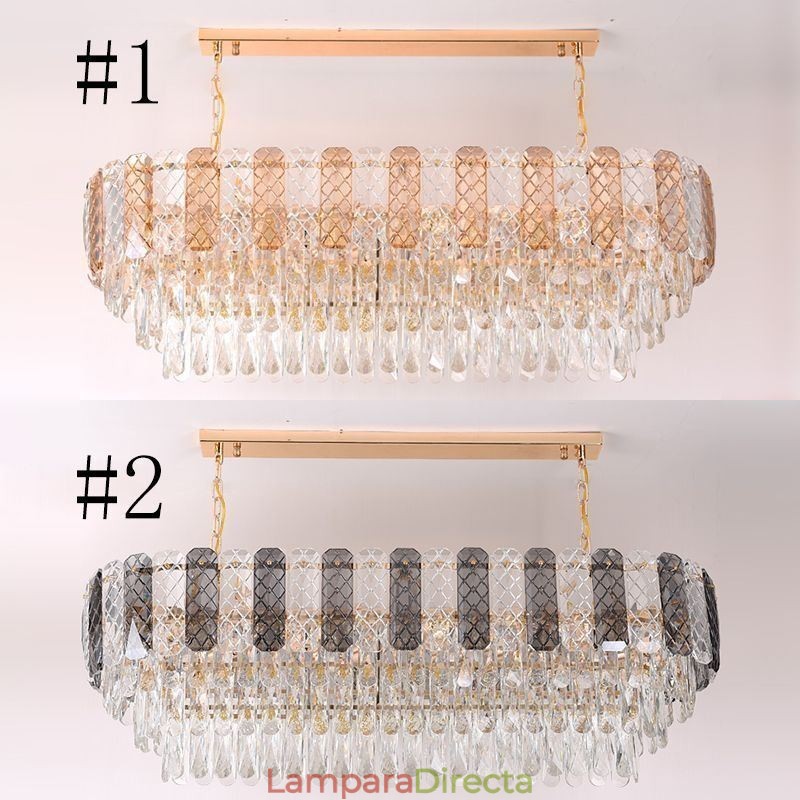 Lámpara colgante de cristal moderna, lámpara colgante ovalada de lujo