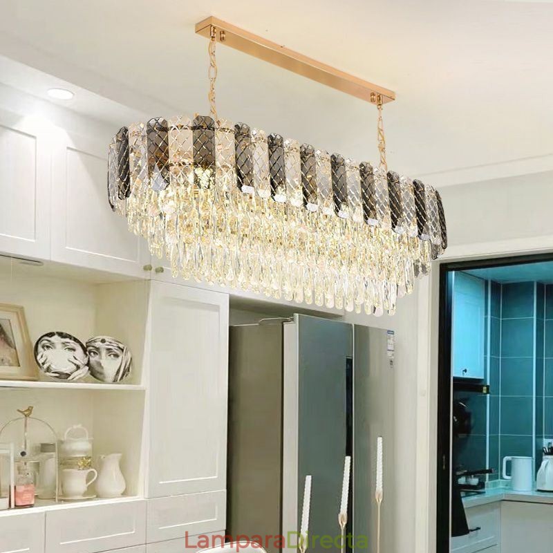 Lámpara colgante de cristal moderna, lámpara colgante ovalada de lujo