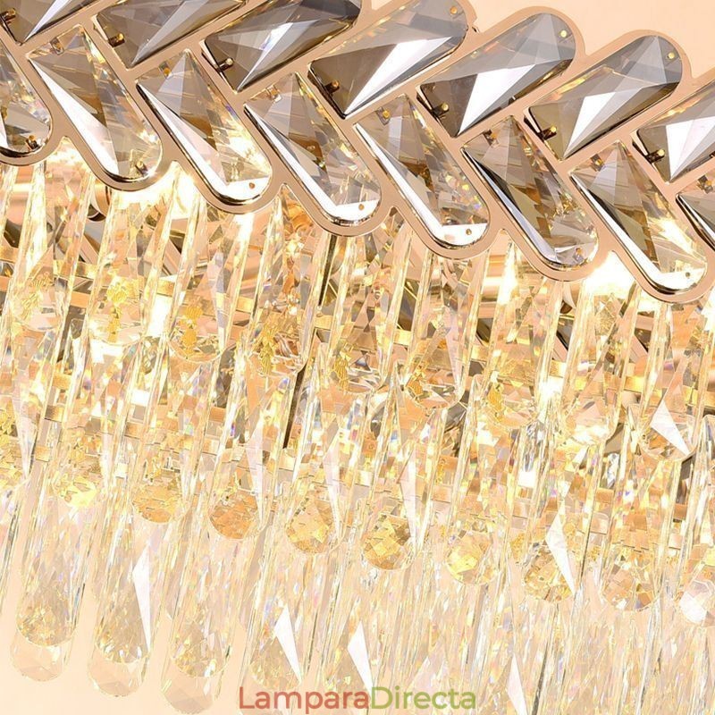 Lámpara colgante de cristal europea de lujo, lámpara de techo ovalada