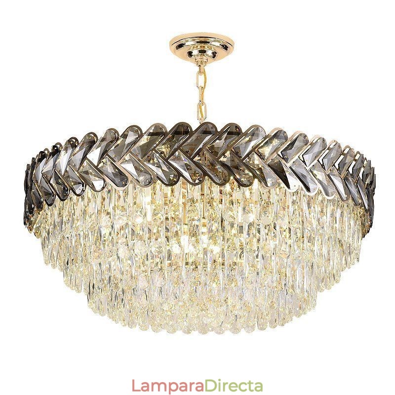 Lámpara colgante de cristal dorada para techo