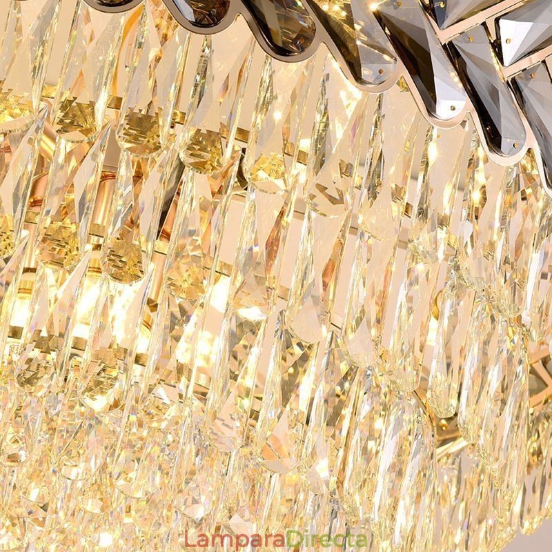 Lámpara colgante de cristal dorada para techo