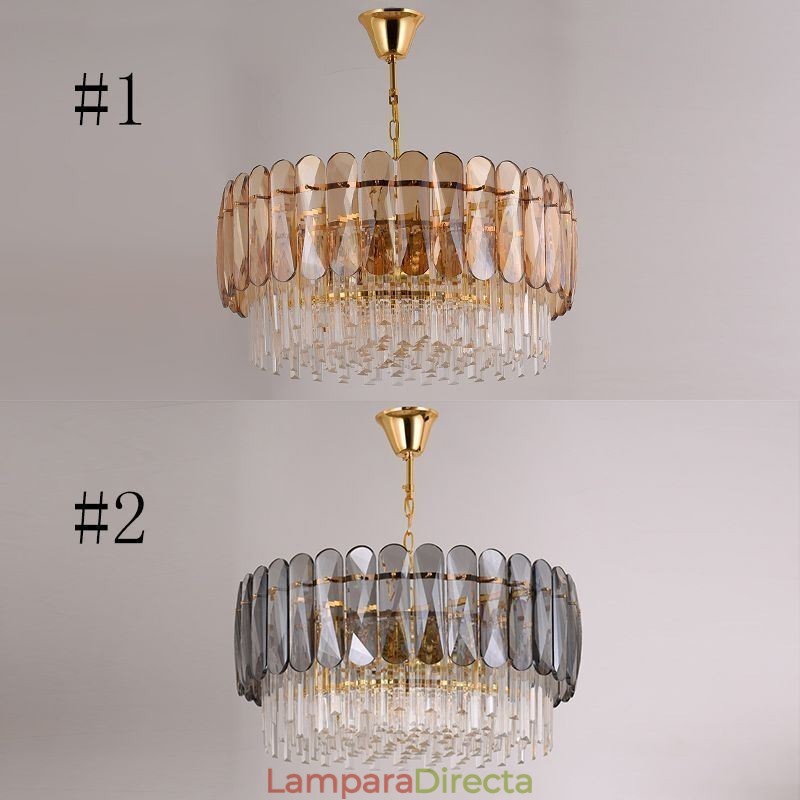 Lámpara colgante de lujo de cristal dorado para techo