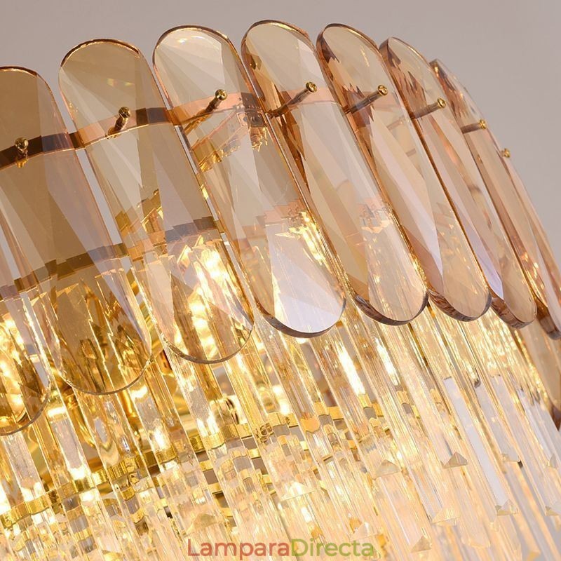Lámpara colgante de lujo de cristal dorado para techo