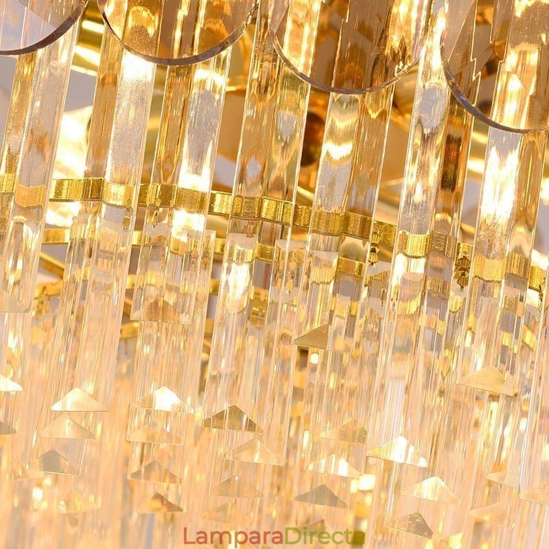 Lámpara colgante de lujo de cristal dorado para techo