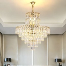 Elegante lámpara colgante de cristal redonda para techo.
