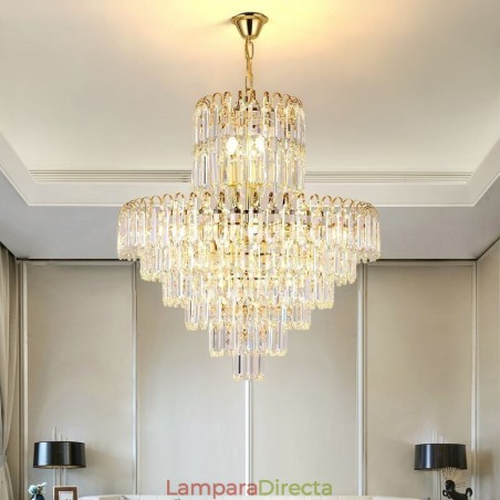 Elegante lámpara colgante de cristal redonda para techo. Elegante lámpara colgante de cristal redonda para techo.