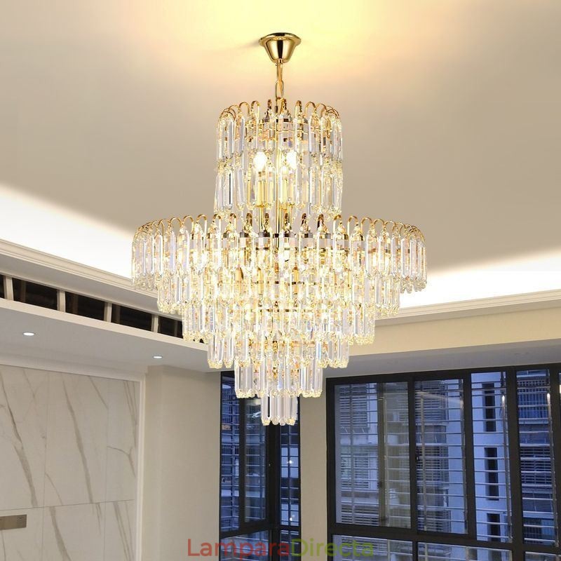 Elegante lámpara colgante de cristal redonda para techo.