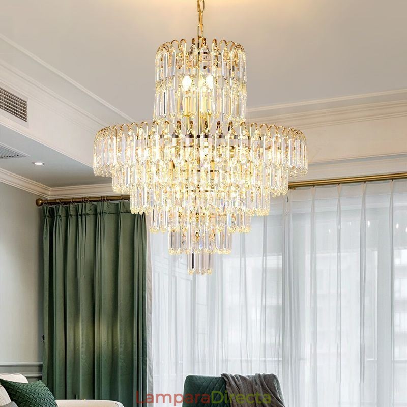Elegante lámpara colgante de cristal redonda para techo.