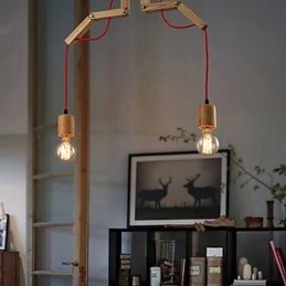Lámpara de araña estilo mini moderna contemporánea de madera de bambú