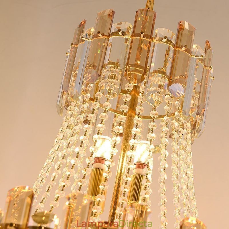 Lámpara colgante de cristal moderna, lámpara de techo redonda
