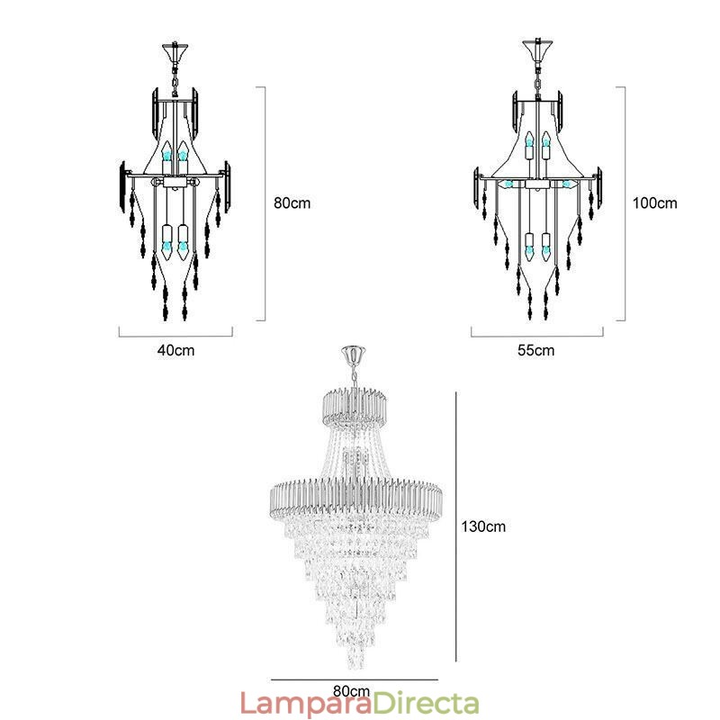 Lámpara de techo cónica colgante de cristal moderna