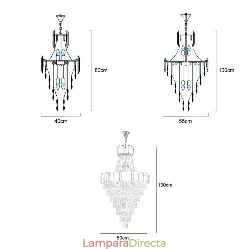 Lámpara colgante cónica de cristal europea