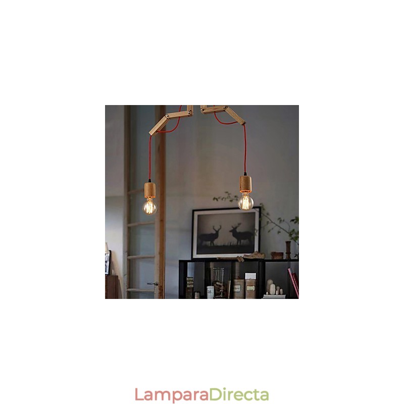 Lámpara de araña estilo mini moderna contemporánea de madera de bambú