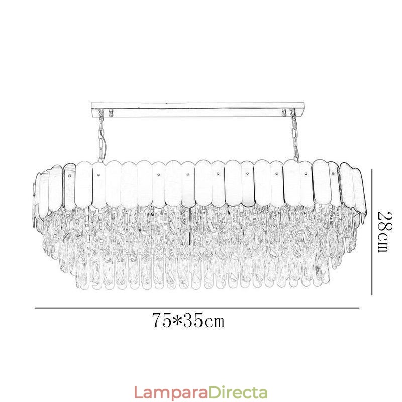 Lámpara colgante de cristal de lujo, lámpara de techo ovalada
