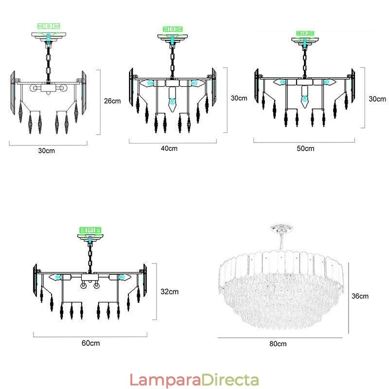 Lámpara colgante moderna de cristal redonda para techo