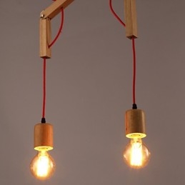 Lámpara de araña estilo mini moderna contemporánea de madera de bambú