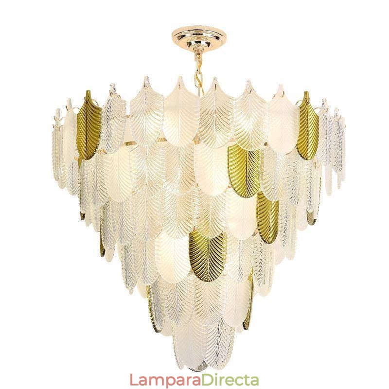Lámpara colgante de techo con forma de hoja elegante de cristal
