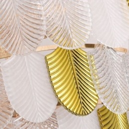 Lámpara colgante de techo con forma de hoja elegante de cristal