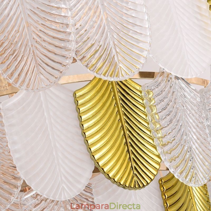 Lámpara colgante de techo con forma de hoja elegante de cristal