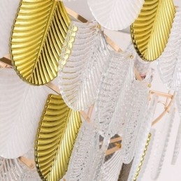 Lámpara colgante de techo con forma de hoja elegante de cristal