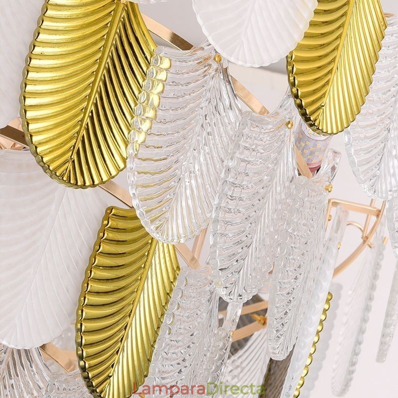 Lámpara colgante de techo con forma de hoja elegante de cristal